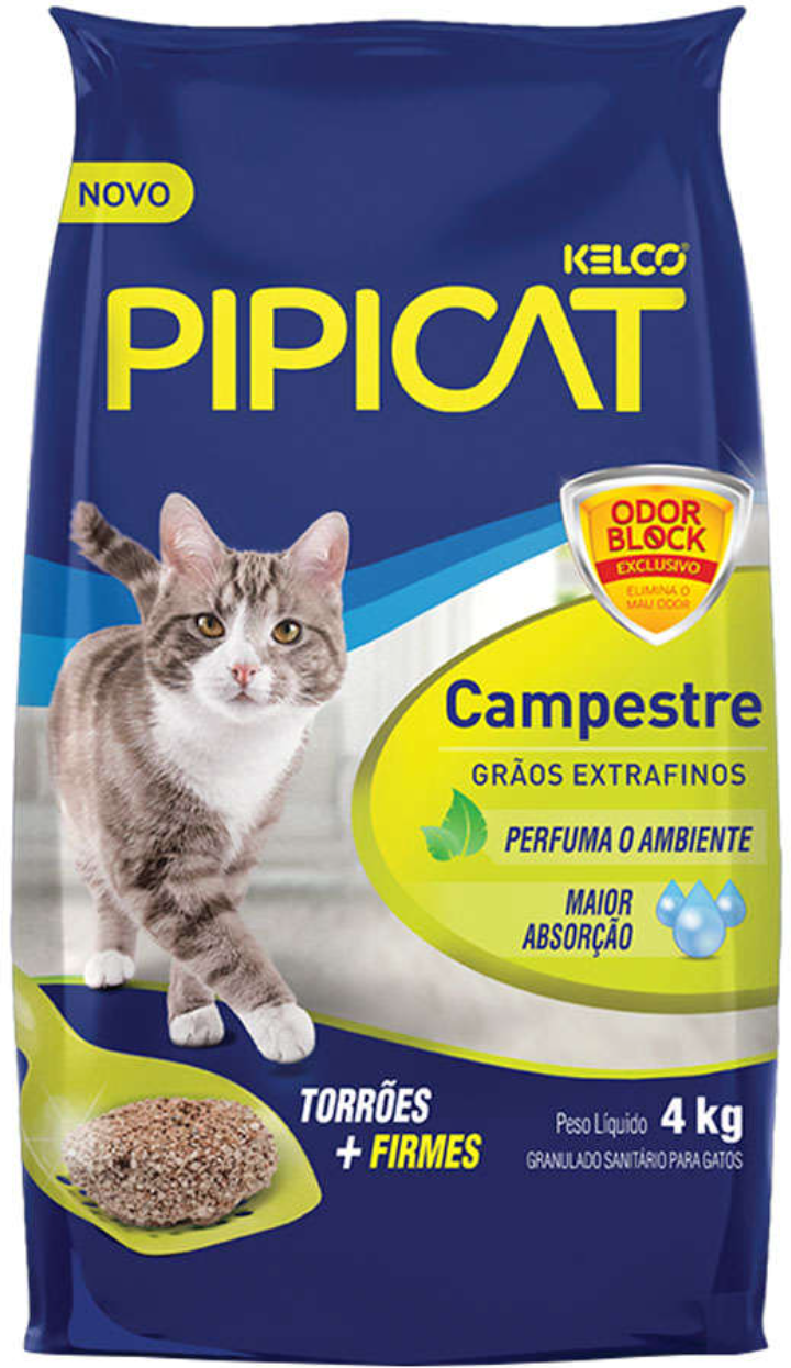 AREIA HIGIÊNICA PIPICAT CAMPESTRE 4KG