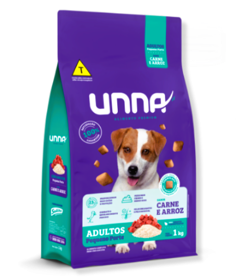 UNNA CÃES ADULTOS PEQUENO PORTE CARNE E ARROZ