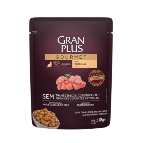 GRAN PLUS SACHÊ GOURMET GATO TRATO URINÁRIO FRANGO 85 G