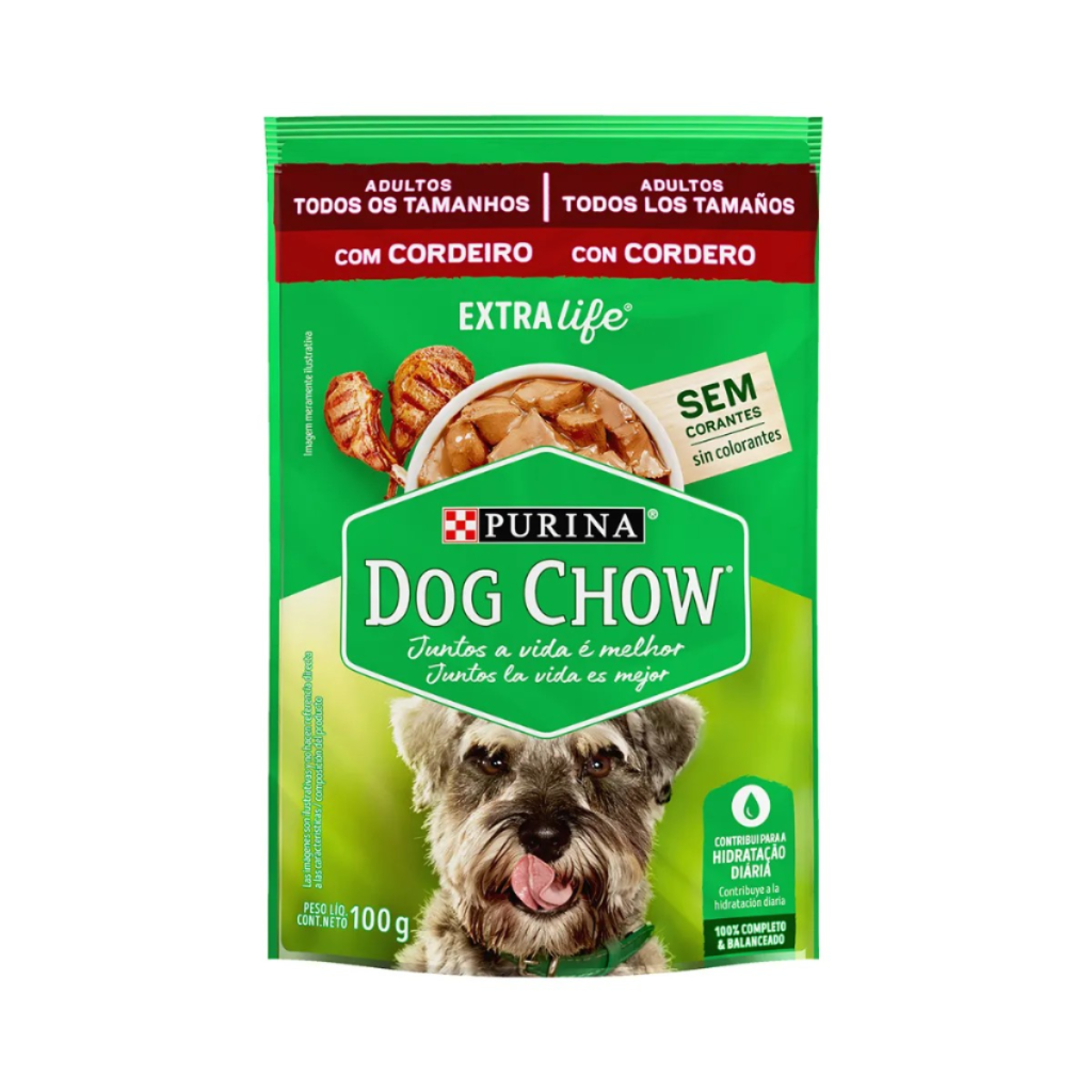 Dog Chow® Sachê Cão Adulto todos os tamanhos sabor cordeiro 100 G