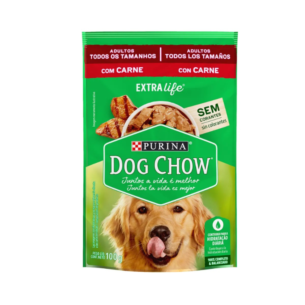 Dog Chow® Sachê Cão Adulto todos os tamanhos sabor Carne 100 G