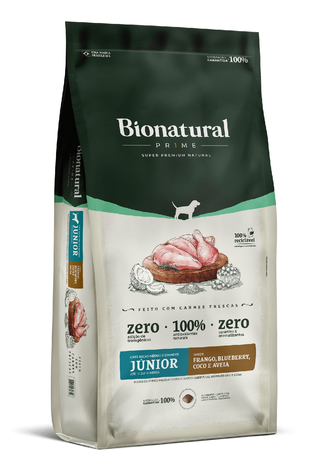BIONATURAL PRIME JÚNIOR RAÇAS MED/GRD SABOR FRANGO