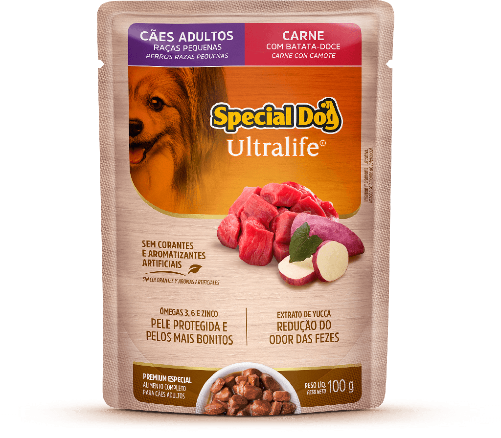 SPECIAL DOG SACHÊ ULTRALIFE ADULTOS RAÇAS PEQUENAS SABOR CARNE 100g
