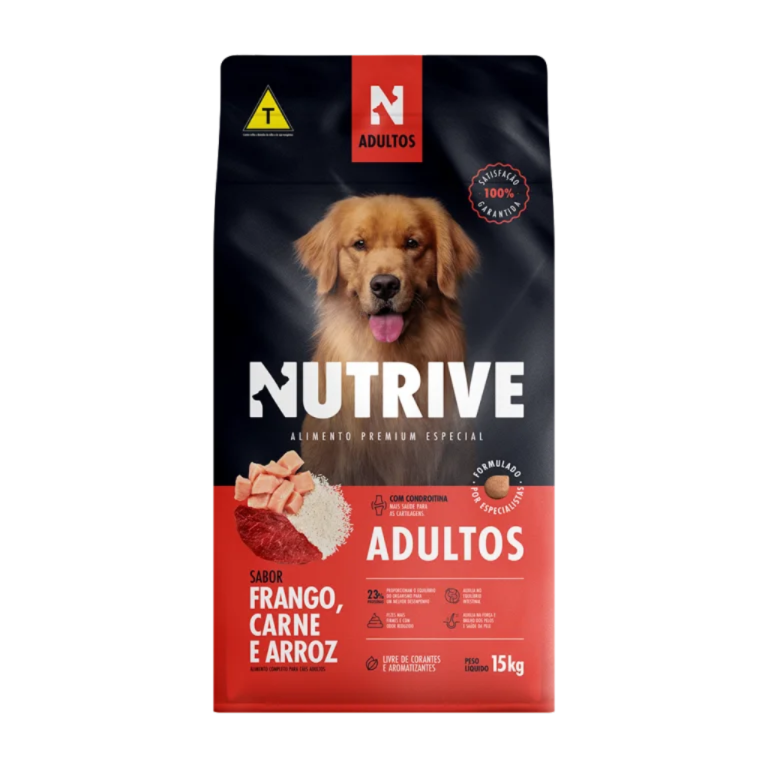 NUTRIVE CÃES ADULTOS FRANGO, CARNE E ARROZ 15KG