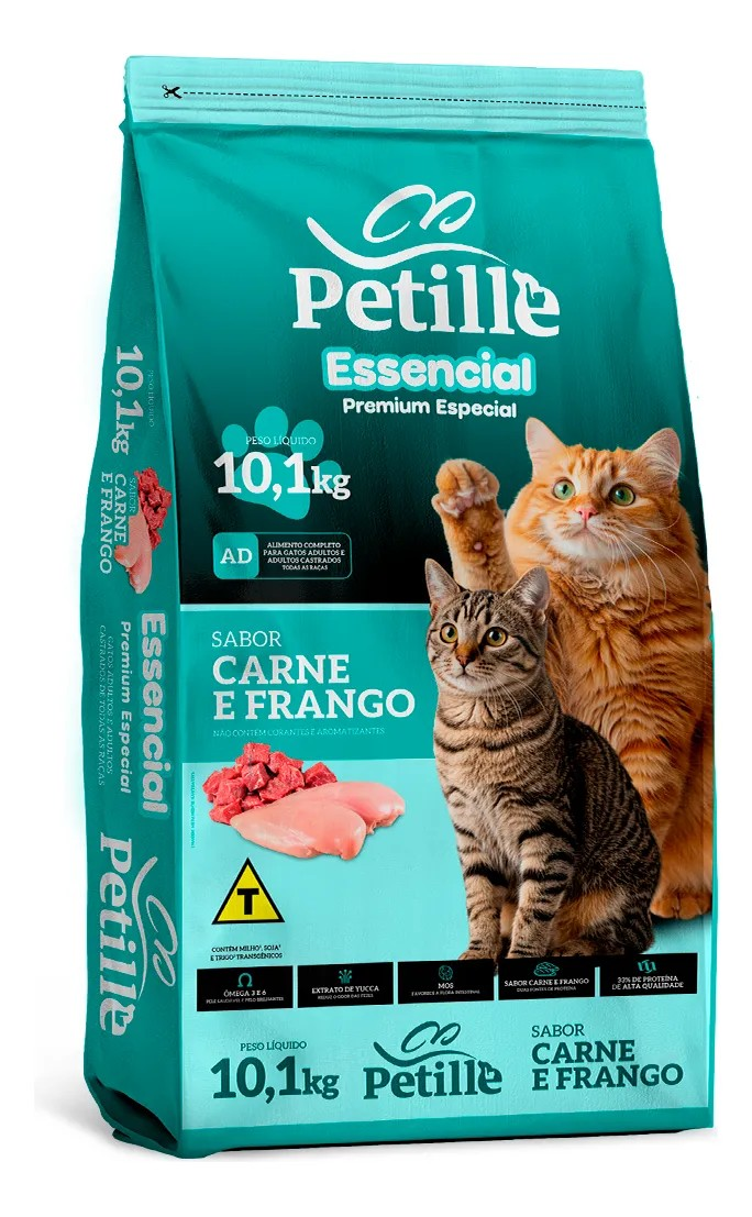 PETILLE GATOS ADULTOS CASTRATOS CARNE E FRANGO 10,1 KG