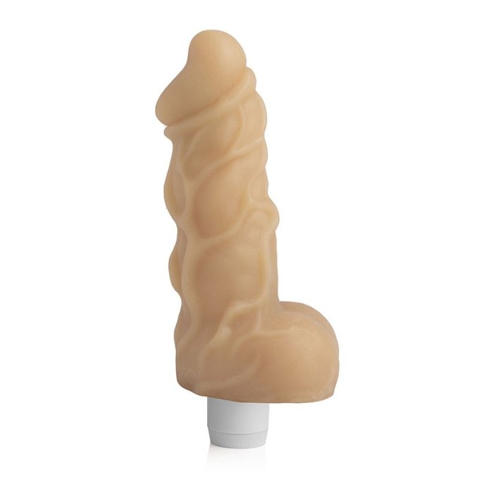 Prótese em Cyber Skin  18,5x5cm com escroto e vibrador