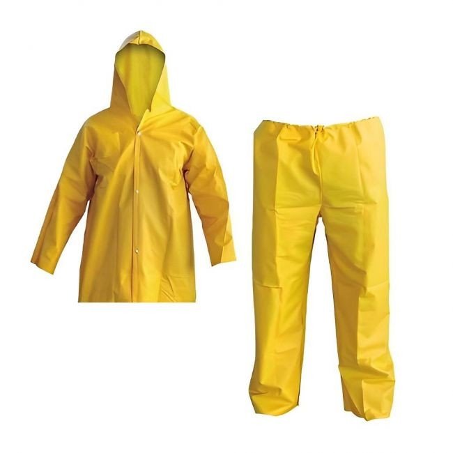  CONJUNTO PVC AM JAQUETA + CALCA PVC FORRADO AMARELO TAM. G CÓD.1051                             