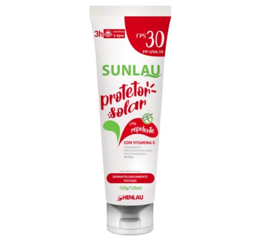  SUNLAU PROTETOR SOLAR FPS30 UVA/UVB REPELENTE INSETOS VITAM. E CÓD.664  
