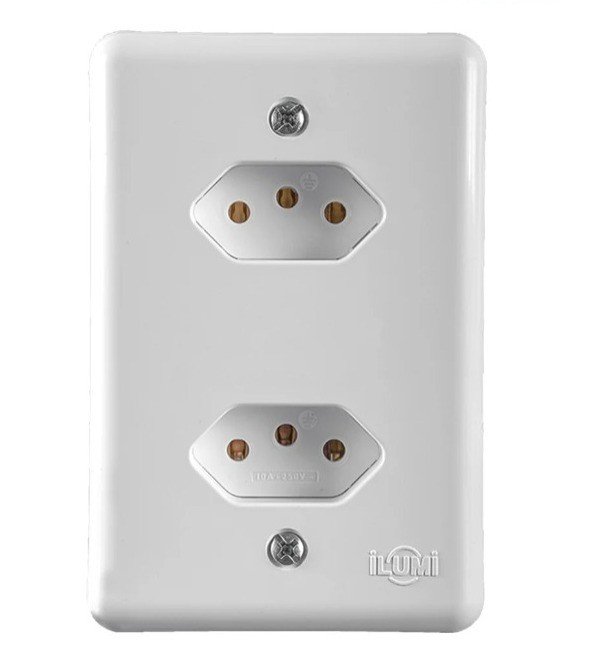 TOMADA EMBUTIR DUPLA 2 X 4  C/ PL 10A BCA ILUMI CÓD.279