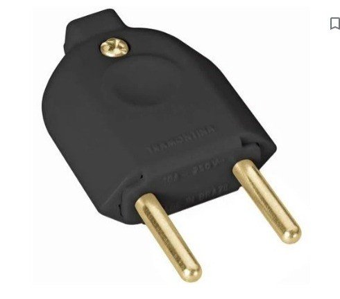  PINO MACHO 2P 10A PT/BC TRAMONTINA CÓD.35