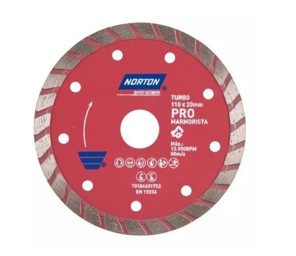  DISCO DE CORTE  DIAM. 4 TURBO NORTON VERMELHA CÓD.603