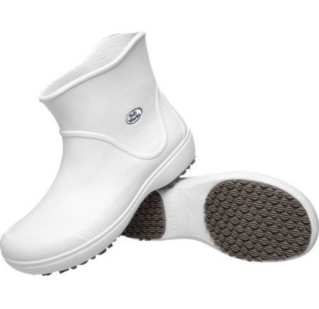BOTA CANO CURTO EVA SOFT WORKS ANTIDERRAPANTE BRANCA/PRETA BB85