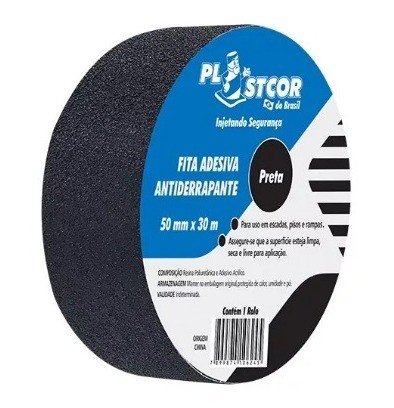 FITA ANTIDERRAPANTE PRETA 05CM 05M PLASTCOR CÓD.1196
