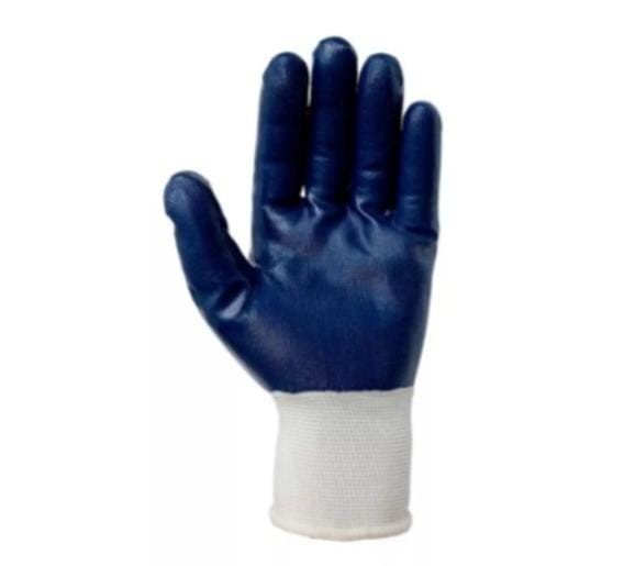LUVA DE  PROTEÇÃO  COM BANHO TOTAL AZUL  NITRILICA  