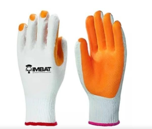 LUVA DE ALGODÃO COM LATEX VULCANIZADA - LARANJA