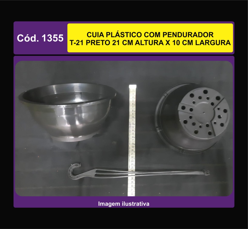 CUIA PLASTICO C PENDURADOR T-21 PRETO 21 CM A X 10 CM L 1355