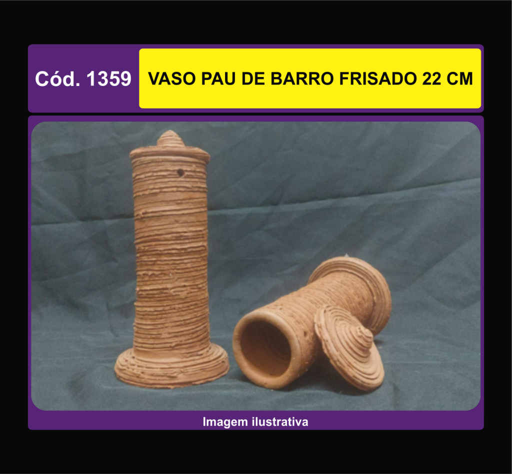 VASO PAU DE BARRO FRISADO 22 CM 1359