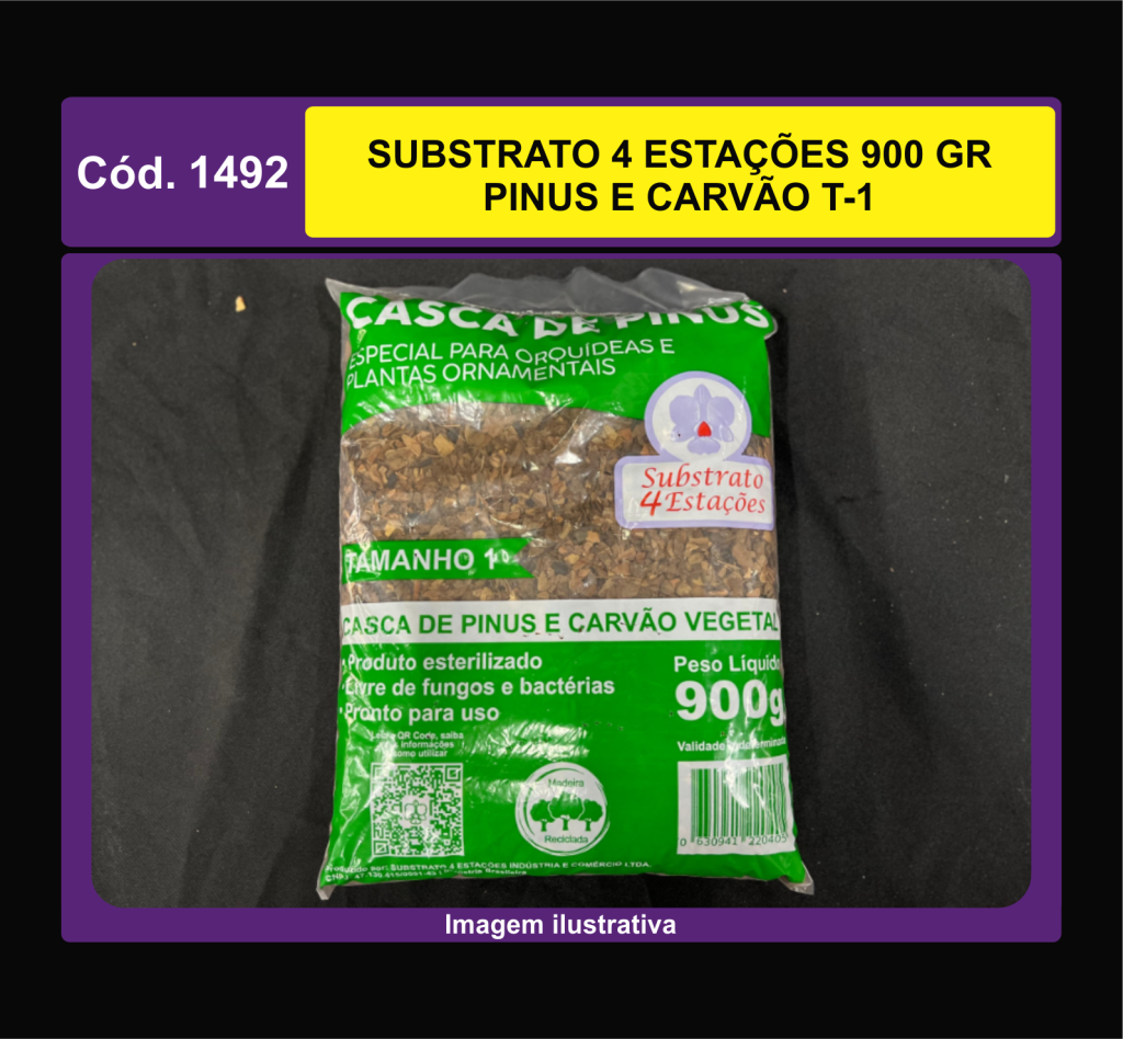 SUBSTRATO 4 ESTACOES 900 GR PINUS E CARVAO T-1 1492