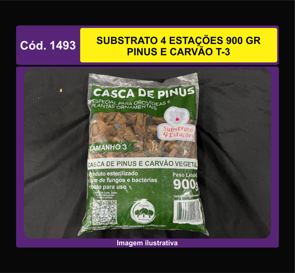 SUBSTRATO 4 ESTACOES 900 GR PINUS E CARVAO T-3 1493