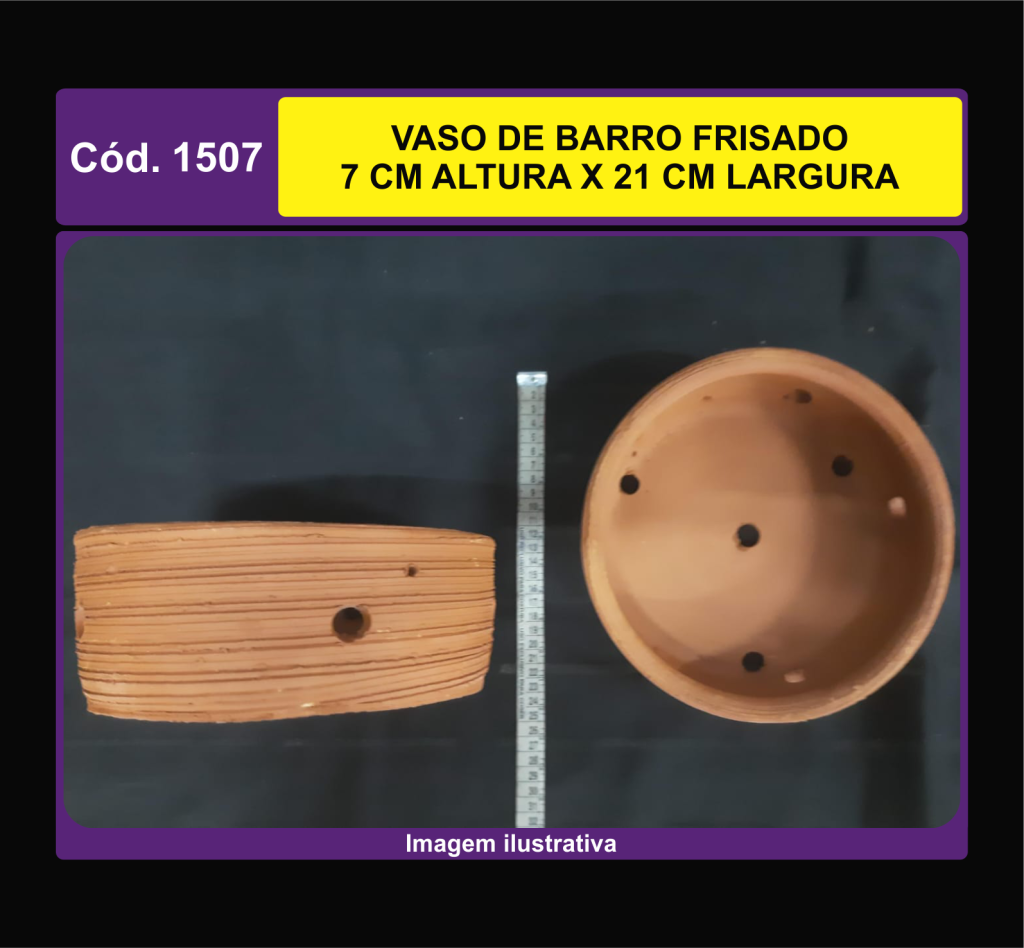 VASO DE BARRO FRISADO 7 CM A X 21 CM L 1507