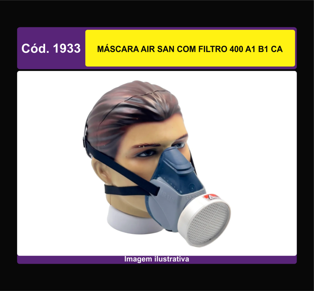 MASCARA RESPIRADOR AIR SAN COM FILTRO 400 A1 B1 CA 1933