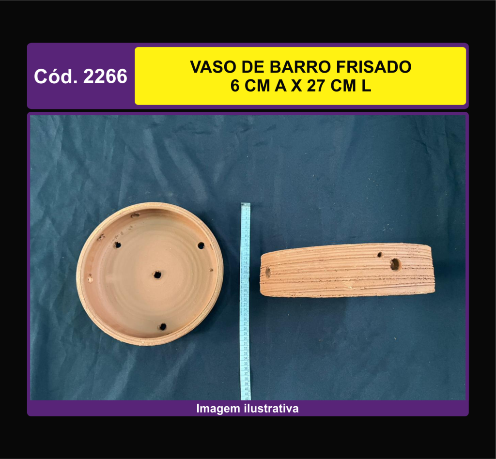 VASO DE BARRO FRISADO 6 CM A X 27 CM L 2266