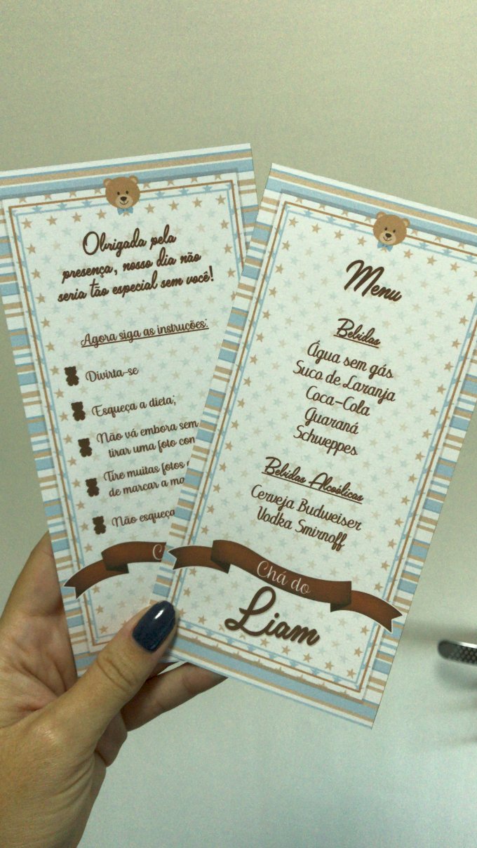 Cartão agradecimento ou menu 18x8