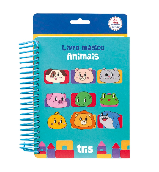 Livro Mágico de Atividades Animais Toy – 18 Páginas + 1 Pincel + 1Palito – Tris