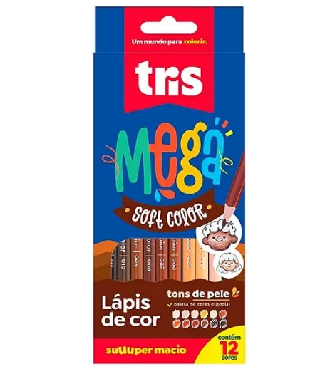 Lápis de Cor Mega Soft Tons de Pele 12 Cores - Tris