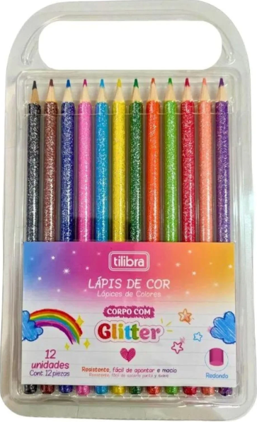Lápis de Cor Glitter - 12 Cores - Tilibra
