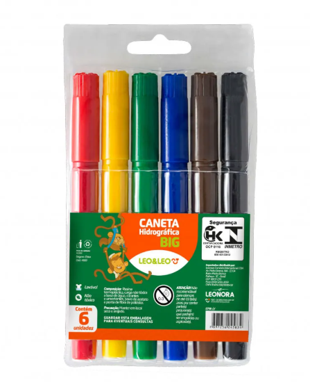 Caneta Hidrografica BIG - 6 cores - Leo&Leo