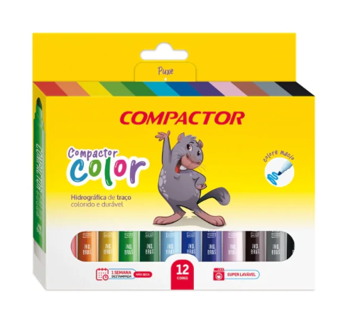 Caneta Hidrocor Compactor Color 12 Cores