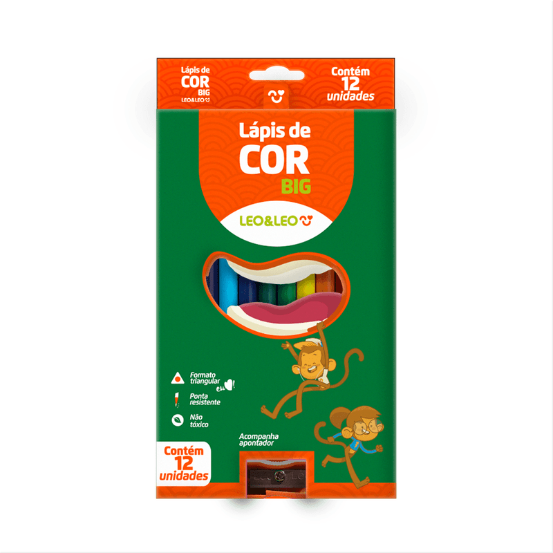 Lápis de Cor Big/Jumbo 12 Cores - Leo&Leo