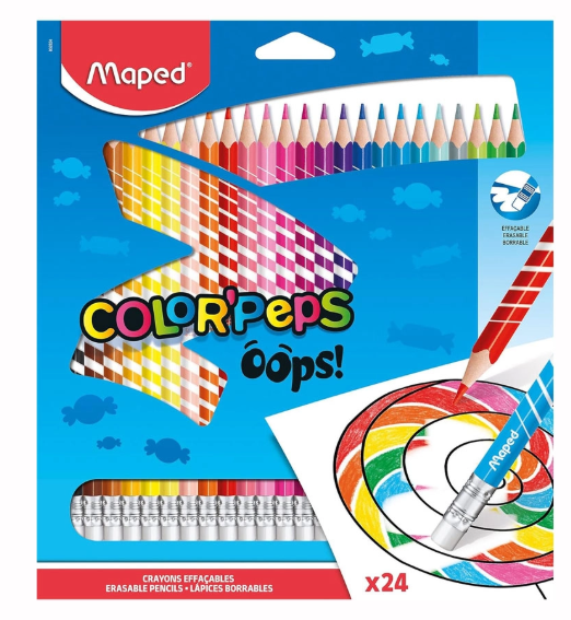 Lápis de Cor Apagável 24 cores - Maped 