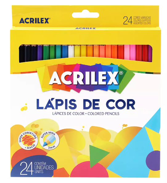 Lápis de Cor Acrilex - 24 Cores