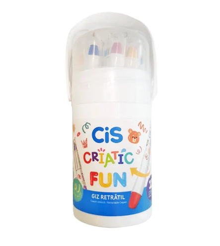 Giz de Cera Retrátil 12 Cores - Cis Criatic