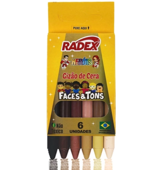 Giz de Cera Faces e Tons Radex - 6 Cores