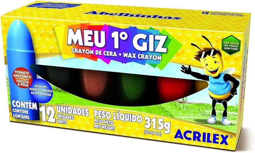 Giz de Cera Jumbo 12 Cores - Acrilex Meu Primeiro Giz