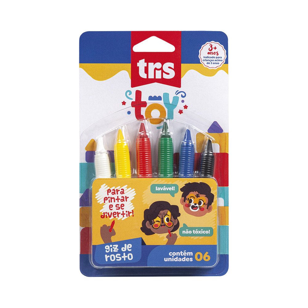 Giz de Rosto Toy – 6 Cores – Tris 