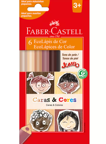 Lápis De Cor 6 Tons Pele Jumbo Caras Cores Faber-Castell
