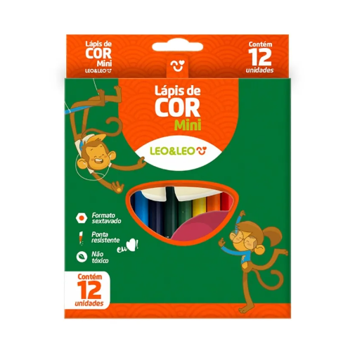 Lapis De Cor Mini 12 Cores Leo&Leo