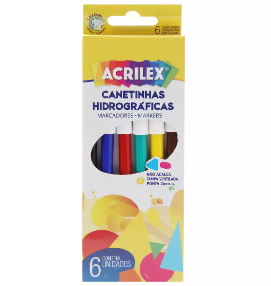 Canetinha Hidrográfica 6 Cores - Acrilex