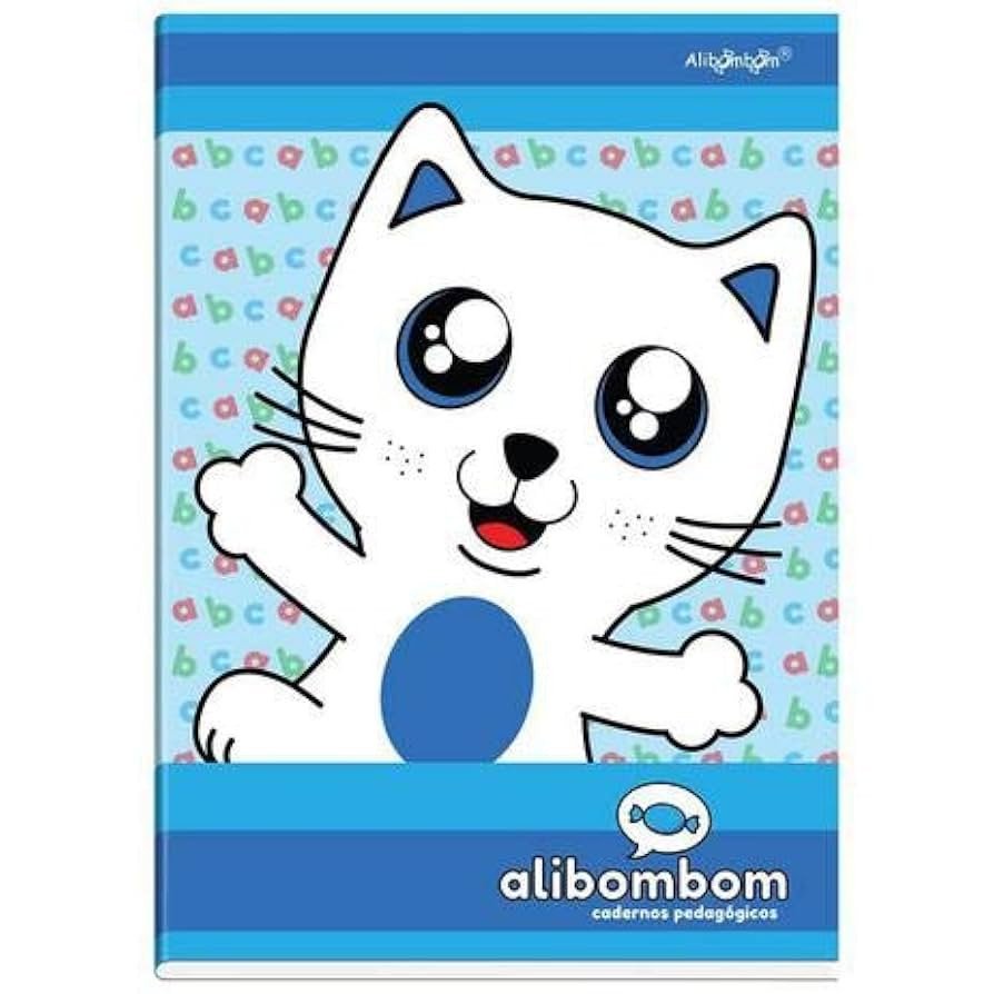 Caderno Alibombom Capa Dura - Azul Sem Pauta - 80 Fls