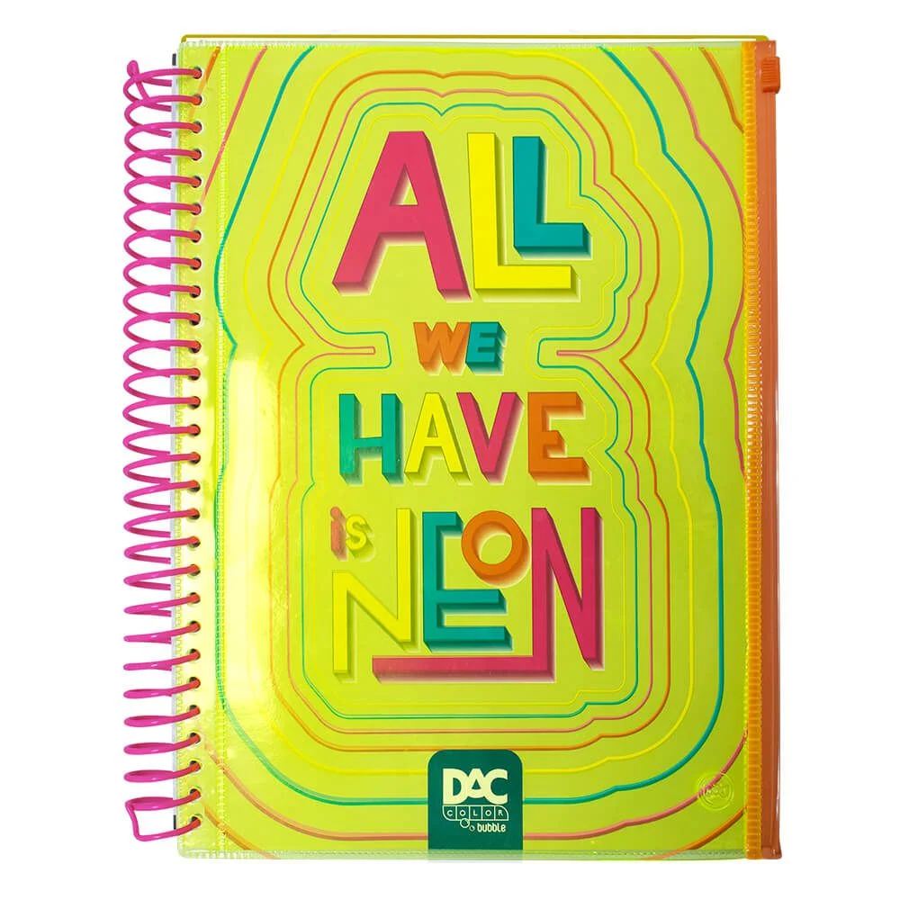 Caderno Universitário Amarelo DAC Color Bubble 10 Matérias com Malote