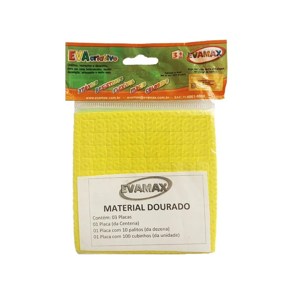 Material Dourado Educativo Eva 10mm 12x12cm - Evamax