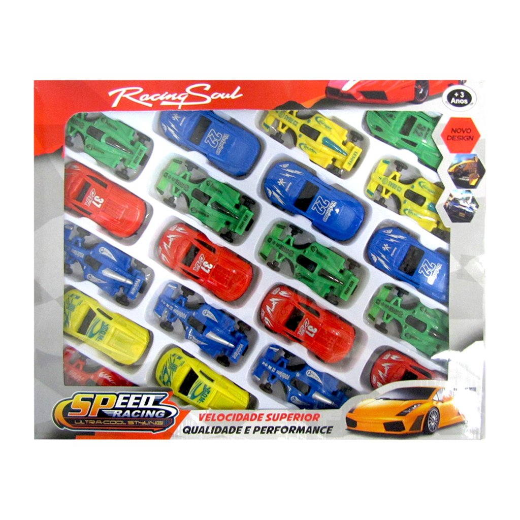Kit 20 Carrinhos Racing Soul