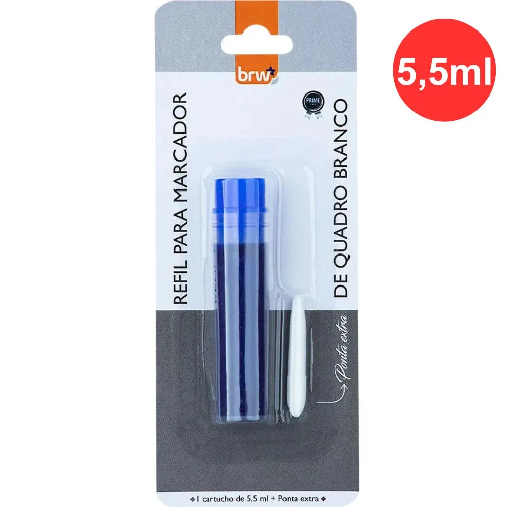 Refil Marcador de Quadro Branco + Ponta 5,5ml Cor Azul - BRW