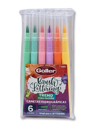 Goller Brush Lettering Pastel - 6 Cores