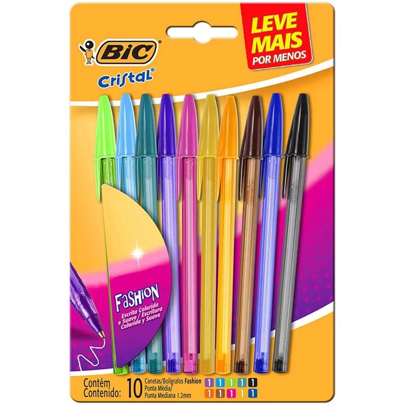 Caneta Esferográfica Bic Cristal Fashion 10 Cores
