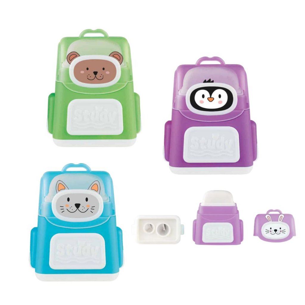 Apontador Duplo com Borracha Mochila Tris
